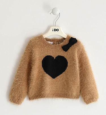 iDO πλεκτή μπλούζα με πλεκτό λογότυπο καρδιά  - Μπεζ σκούρο