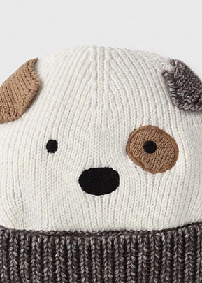 Bear hat and mittens set - Ecru