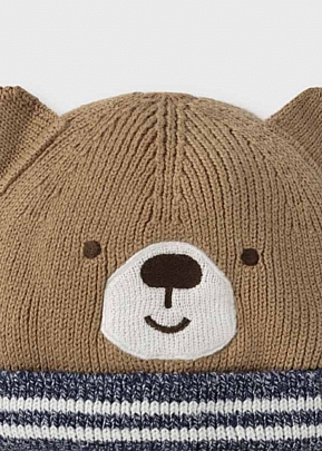 Bear hat and mittens set - Brown
