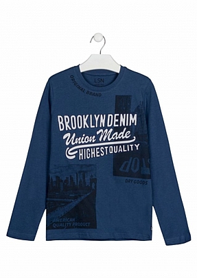 Item: Blue tee with embroidered graphic. - Dark blue Blue tee with embroidered graphic. - Dark blue
