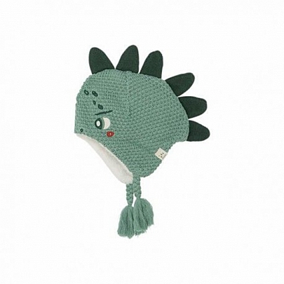 GREEN DINOSAUR KNITTED HAT AND SCARF FOR BOYS HIGHLANDS - Green