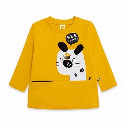 BEE HAPPY YELLOW BOY KNITTED PUPPY T-SHIRT - Mustard