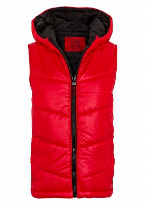Quilted vest with pockets - Red