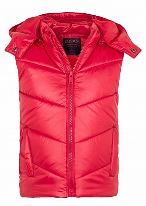 Quilted vest with front pockets with a flap losan - Red