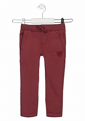 παντελόνι Interlock με rib-knit στη μέση losan - Μπορντό‎