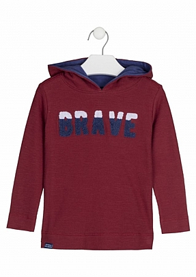 Item: Knitted lining hood t-shirt losan - Red Knitted lining hood t-shirt losan - Red