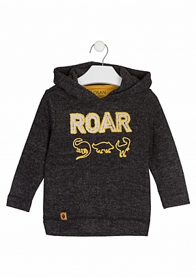 Item: Woollen knit tee with a hood losan - Charcoal gray Woollen knit tee with a hood losan - Charcoal gray