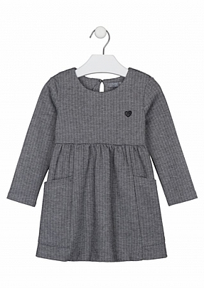 Item: Long-sleeved herringbone dress losan - Gray Long-sleeved herringbone dress losan - Gray