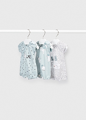 Set of 3 ECOFRIENDS short jersey sleepsuits Mayoral  - Peanut