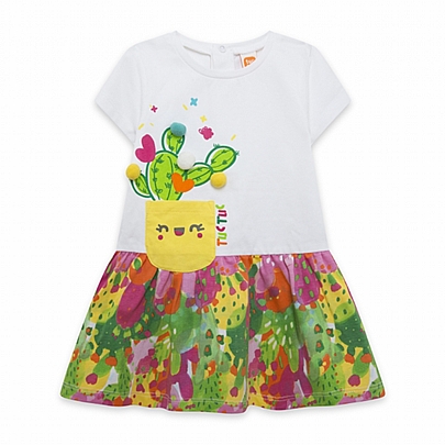 Item: WHITE PRINTED JERSEY DRESS tuc-tuc FOR GIRLS FUNCACTUS - White WHITE PRINTED JERSEY DRESS tuc-tuc FOR GIRLS FUNCACTUS - White