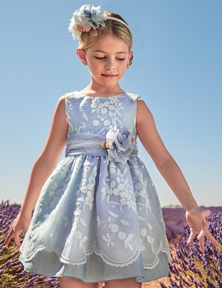 Item: Embroidered Organza Dress Abel and Lula - Light blue Embroidered Organza Dress Abel and Lula - Light blue