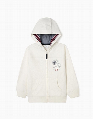 jacket with hood zippy - White