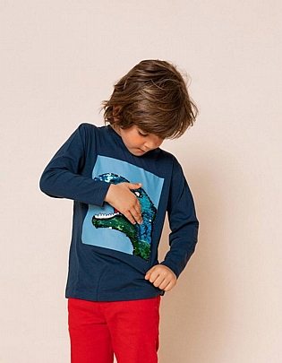 Item: Long-sleeved dinosaur blouse zippy - Dark blue Long-sleeved dinosaur blouse zippy - Dark blue
