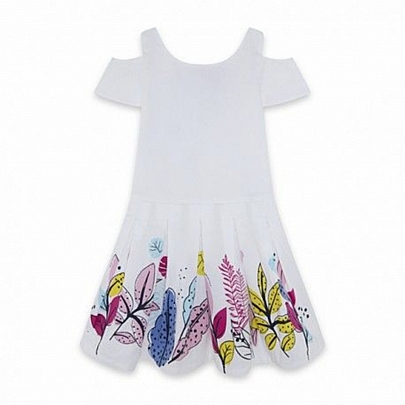 Item: WHITE PRINTED SATIN DRESS FOR GIRLS TUC TUC - White WHITE PRINTED SATIN DRESS FOR GIRLS TUC TUC - White