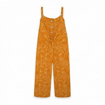 ORANGE SUSPENDERS JERSEY JUMPSUIT FOR GIRLS 