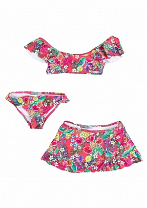 Item: swimsuit bikini-skirt fruits losan - Red swimsuit bikini-skirt fruits losan - Red