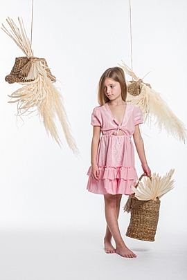 Item: mini woven dress with volley ellie p - Pink mini woven dress with volley ellie p - Pink