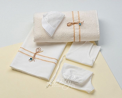 Lina baby oilcloth set - White