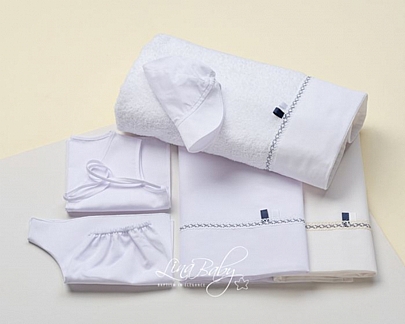 Lina baby oilcloth set - White