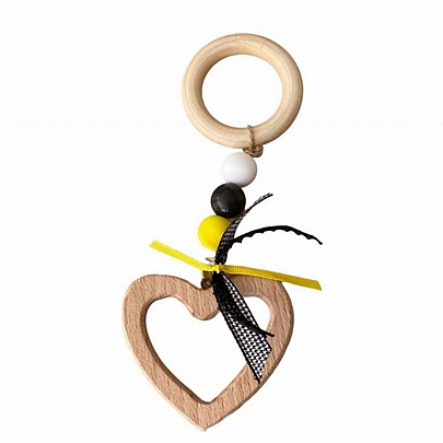 Boboniera wooden heart with ring yellow yellow from olga zafeiraki.