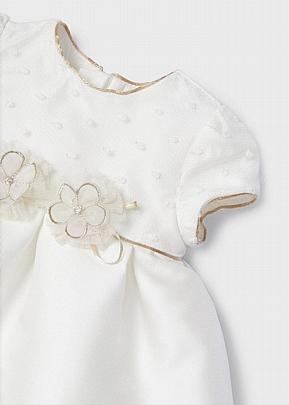 Item: Mayoral floral applique dress - Ecru Mayoral floral applique dress - Ecru