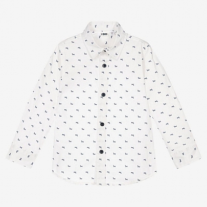 Boys Dog Print White Shirt iDO - White