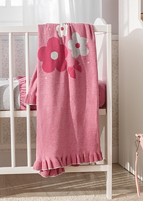 Mayoral Cotton lap blanket with ruffles - Pink dark