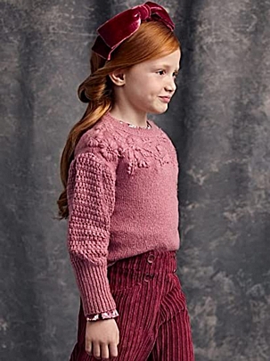 Item: abel and lula floral embroidered sweater - Pink dark abel and lula floral embroidered sweater - Pink dark