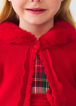 abel and lula knitted fur collar bolero - Red