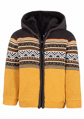 Losan cardigan with fur lining  - Mustard