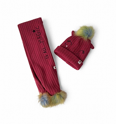 Item: tuc-tuc magic unicorn scarf and cap set - Pink dark tuc-tuc magic unicorn scarf and cap set - Pink dark