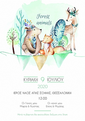 Προϊόν: Happy Canto Προσκλητήριο Βάπτισης Ζωάκια Του Δάσους Happy Canto Προσκλητήριο Βάπτισης Ζωάκια Του Δάσους