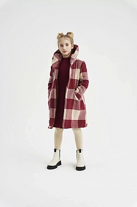 Item: iDo plaid coat - Burgundy iDo plaid coat - Burgundy