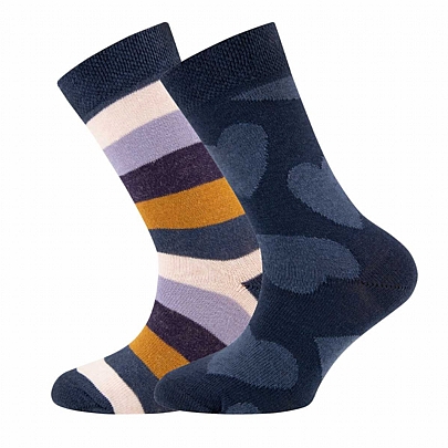 ewers stripes/hearts 2 piece socks - Dark blue