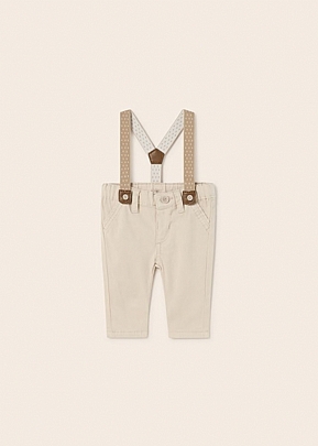 long trousers in cotton with Mayoral suspenders - Beige