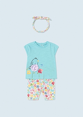 3-piece set made from Mayoral sustainable cotton - Turquoise