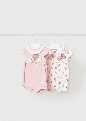 set of 2 shorts in Mayoral sustainable cotton - Pink