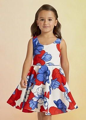 Item: abel and lula printed crepe dress - Red abel and lula printed crepe dress - Red