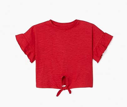 μπλούζα τοπ με φιόγκο και βολάν zippy - Κόκκινο