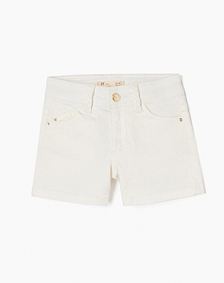 Twill zippy cotton shorts - White