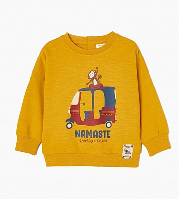 cotton zippy sweatshirt - Mustard