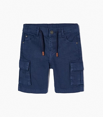 Item: Twill Bermuda shorts with Cargo zippy pockets - Dark blue Twill Bermuda shorts with Cargo zippy pockets - Dark blue
