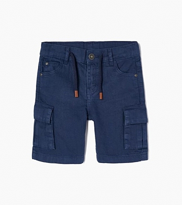 Twill Bermuda shorts with Cargo zippy pockets - Dark blue