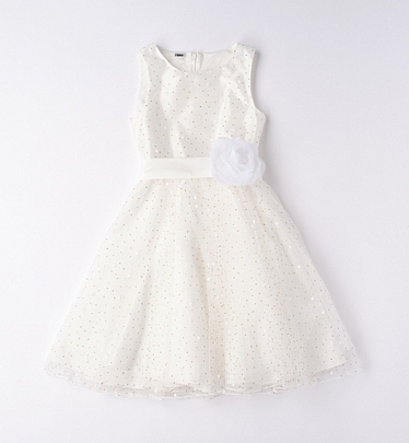 iDO white polka dot tulle dress - White