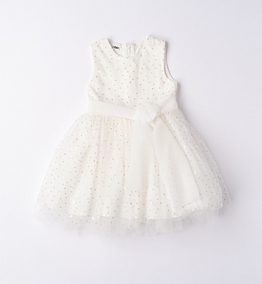 iDO Ivory and Gold Tulle dress - White