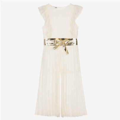 Item: iDO ivory pleated chiffon jumpsuit - Ecru iDO ivory pleated chiffon jumpsuit - Ecru
