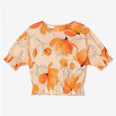 φλοράλ βαμβακερή μπλούζα iDO  - Πορτοκαλί