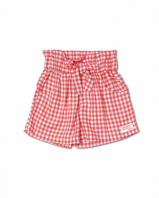 Gingham poplin shorts for girl Really Sweet - Red