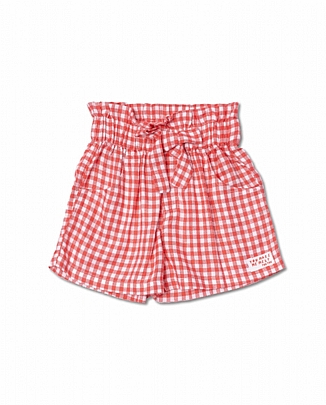 Item: Gingham poplin shorts for girl Really Sweet - Red Gingham poplin shorts for girl Really Sweet - Red