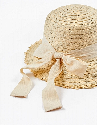 straw hat short brim zippy - Ecru